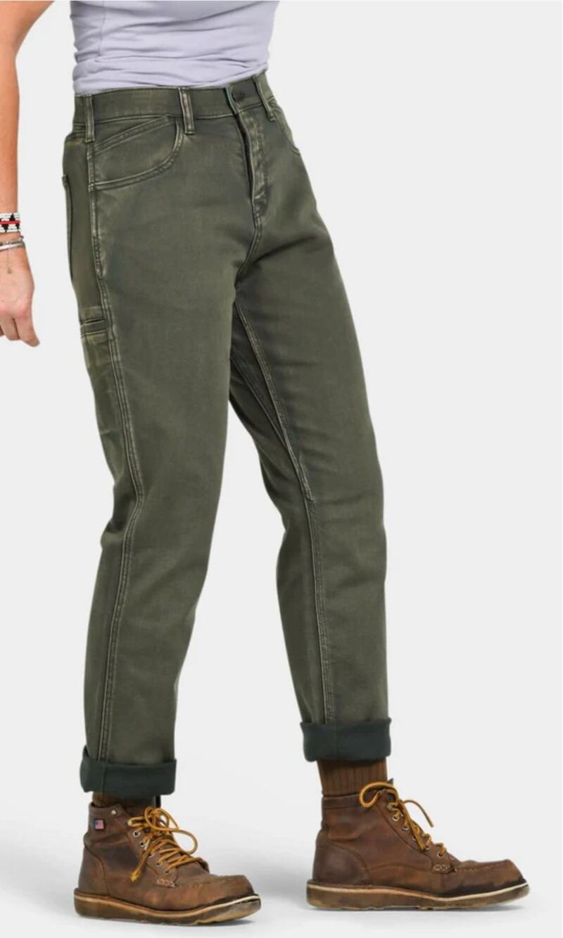DoveTail Carpenter Shop Pant Denim Jeans Olive Green Womens Size 10 x 32 New